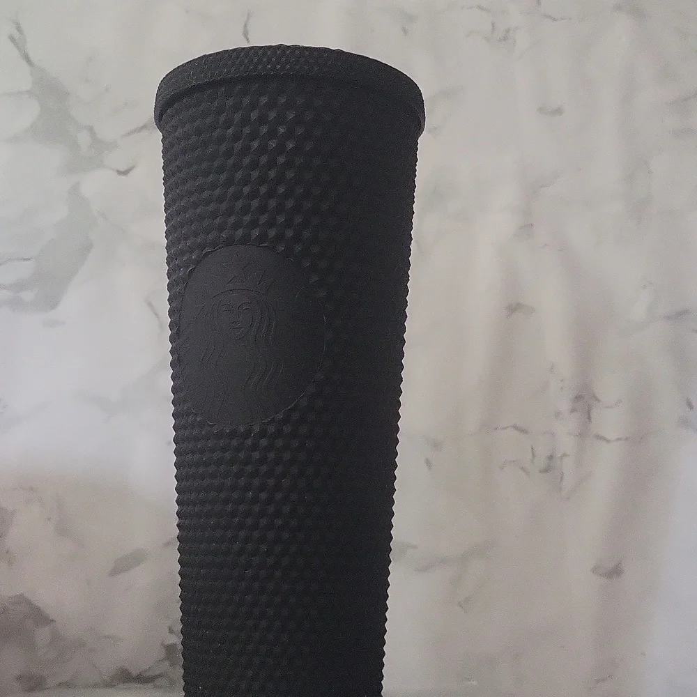 Starbucks Venti Tumbler Studded Matte Black Diamond Rubberized Cold Cup 24oz